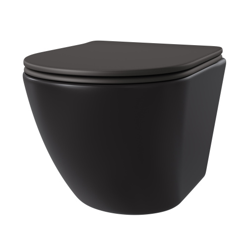 Унитаз подвесной Taliente Amato AM25010 Nero черный матовый с сиденьем безободковый смыв торнадо